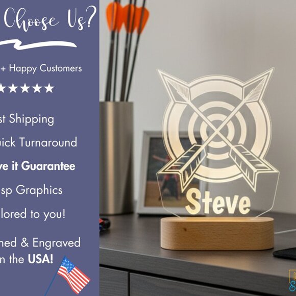 Personalized Archery LED Lamp – Perfect Gift and Room Decor - Picture 4 of 8